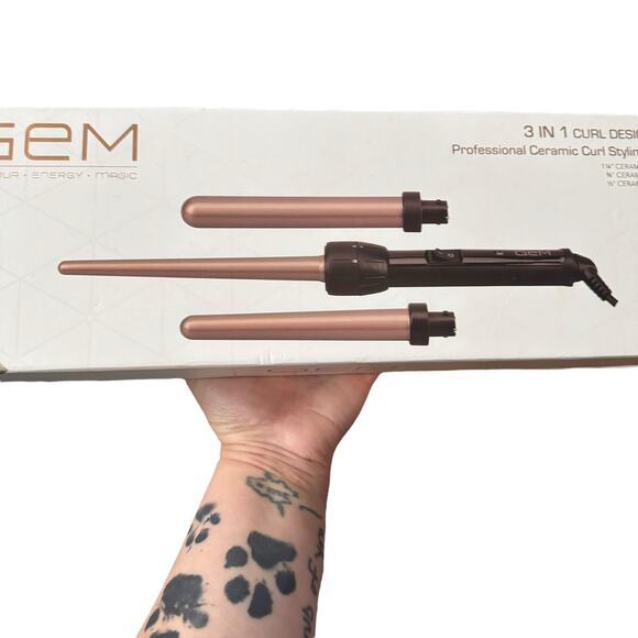 GEM 3 in 1 CURL Designer Professional Ceramic Curler Styling Iron New In Box NIB - Picture 3 of 16